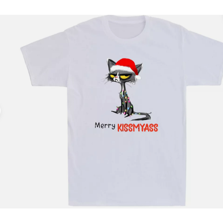Camiseta Camisa Blusa Unissex Algodão Merry Kissmyass Funny Christmas