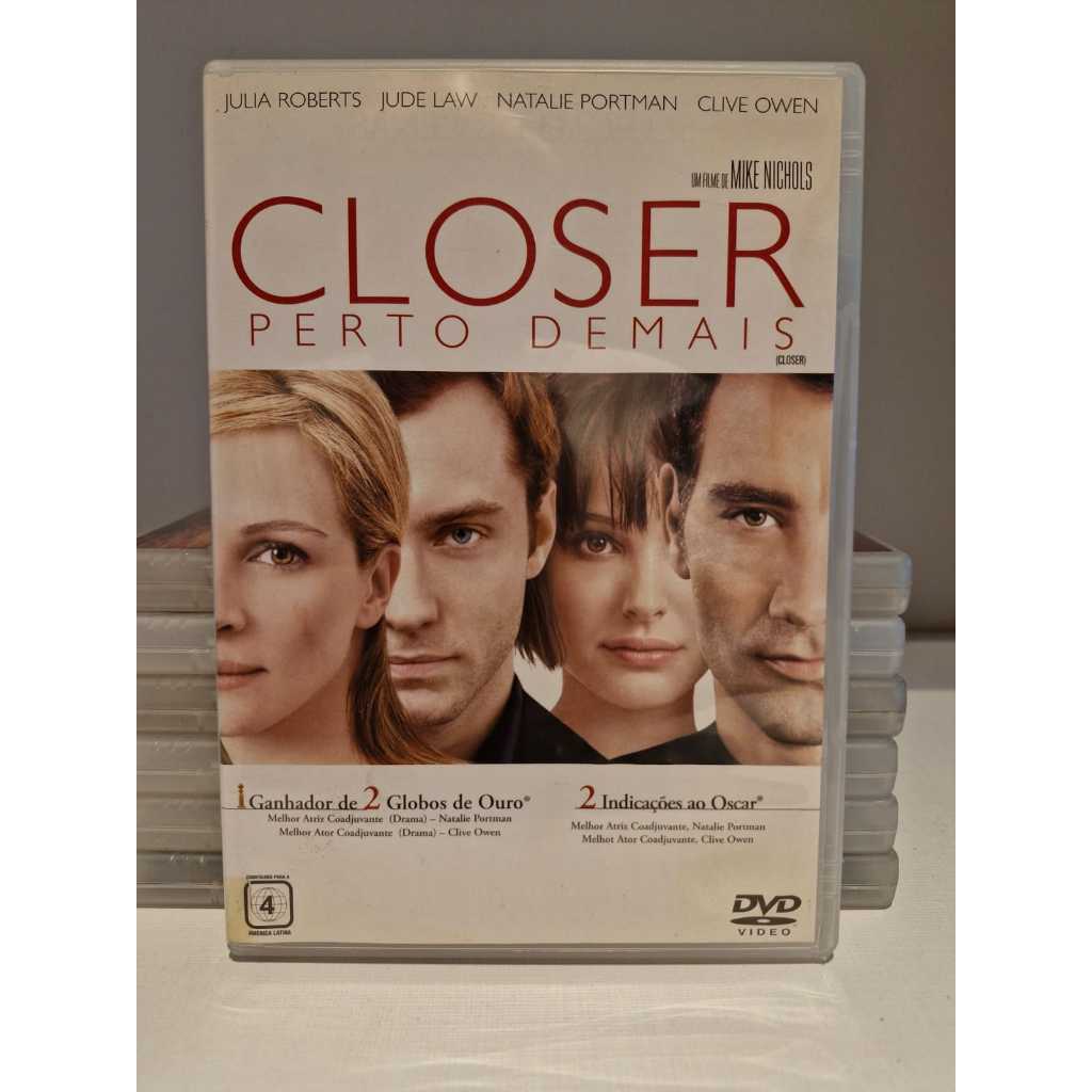 CLOSER - PERTO DEMAIS - Julia Roberts Jude Law Natalie Portman Clive Owen - DVD - Original
