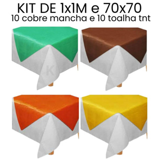 Kit 10 Toalhas de TNT 1x1m + 10 Cobre Manchas 70x70 cm Para Decoração De Festas Casamentos em Oferta na Shopee