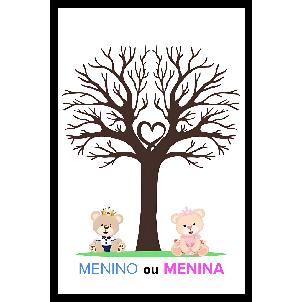 QUADRO CHÁ REVELAÇÃO - Escolha os nomes - Menino ou Menina - Quadro decorativo de mdf - Vinil
