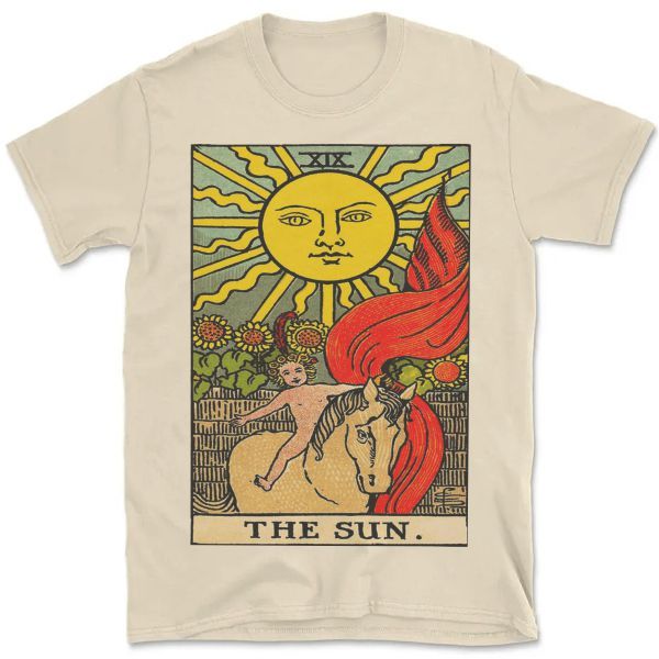 Camiseta Vintage Unissex Carta Tarot O Sol The Sun B224 em Oferta na Shopee