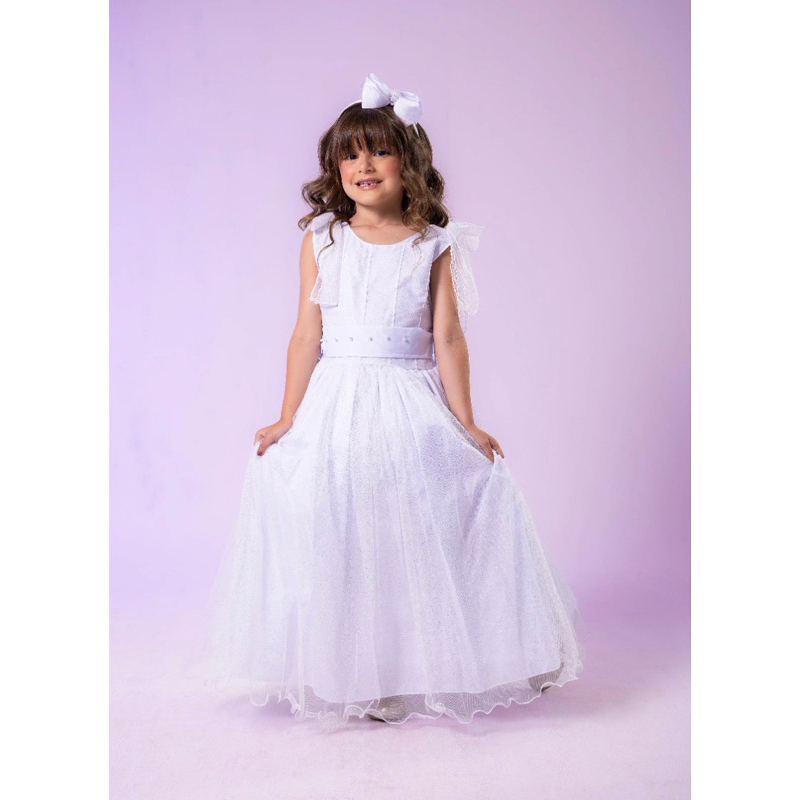 Vestido Marie Longo Mel Branco Formatura Batizado Infantil