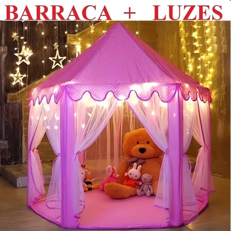 Imagem Barraca Infantil Tenda Cabana Castelo Princesas+luzes Led+promoçao