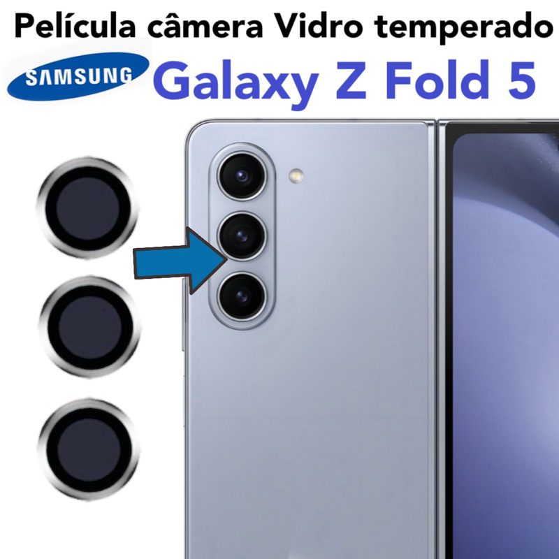 Kit 3 peças Películas De Câmeras vidro temperado Para Samsung Galaxy Z Fold 5 co