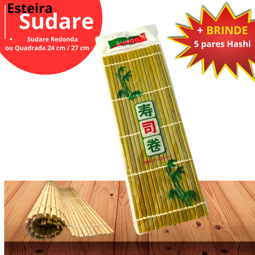Esteira Sudare Bambu p/ Sushi  24 cm + Hashi