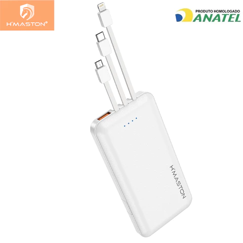 H'maston H966 Carregador Portátil Hmaston 10.000mah C/ 3 Cabos + Saida Usb