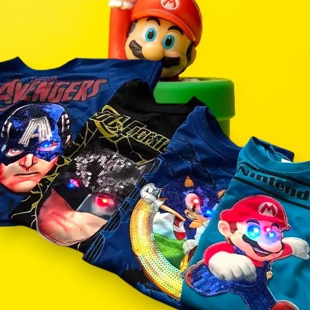 Camiseta infantil personagens menino  menina de Led (prova de água) stitch barbie hulk homem aranha Patrulha Mário bross