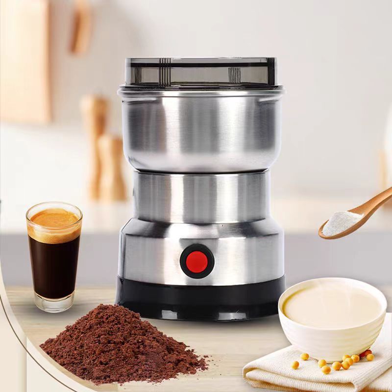 Moedor Multifuncional de Café Grão Sementes e Especiarias Elétrico Inox Portátil 110V com 4 Lâminas Cafeteiras