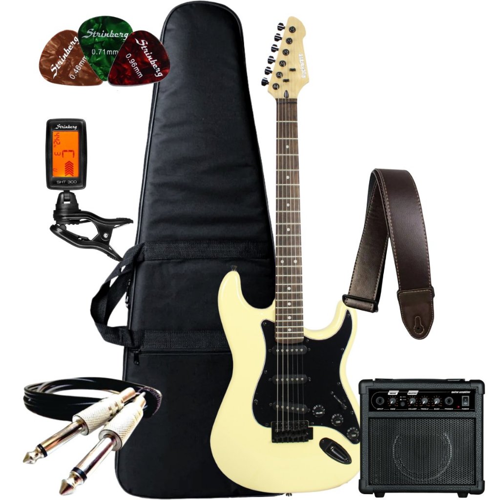 Kit Guitarra Stratocaster Rockwave RW50 + Amplificador + Acessórios - Hobbies & Collections