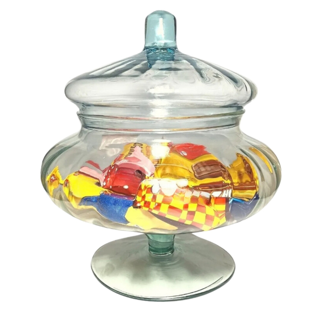 Pote De Vidro Baleiro Bomboniere Com Tampa Potiche Cacau 21x18cm Porta Doces Balas Objetos Pote Decorativo Sala Cozinha