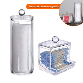 Organizador Algodão E Cotonetes Acrílico Kit Transparente em Oferta na Shopee