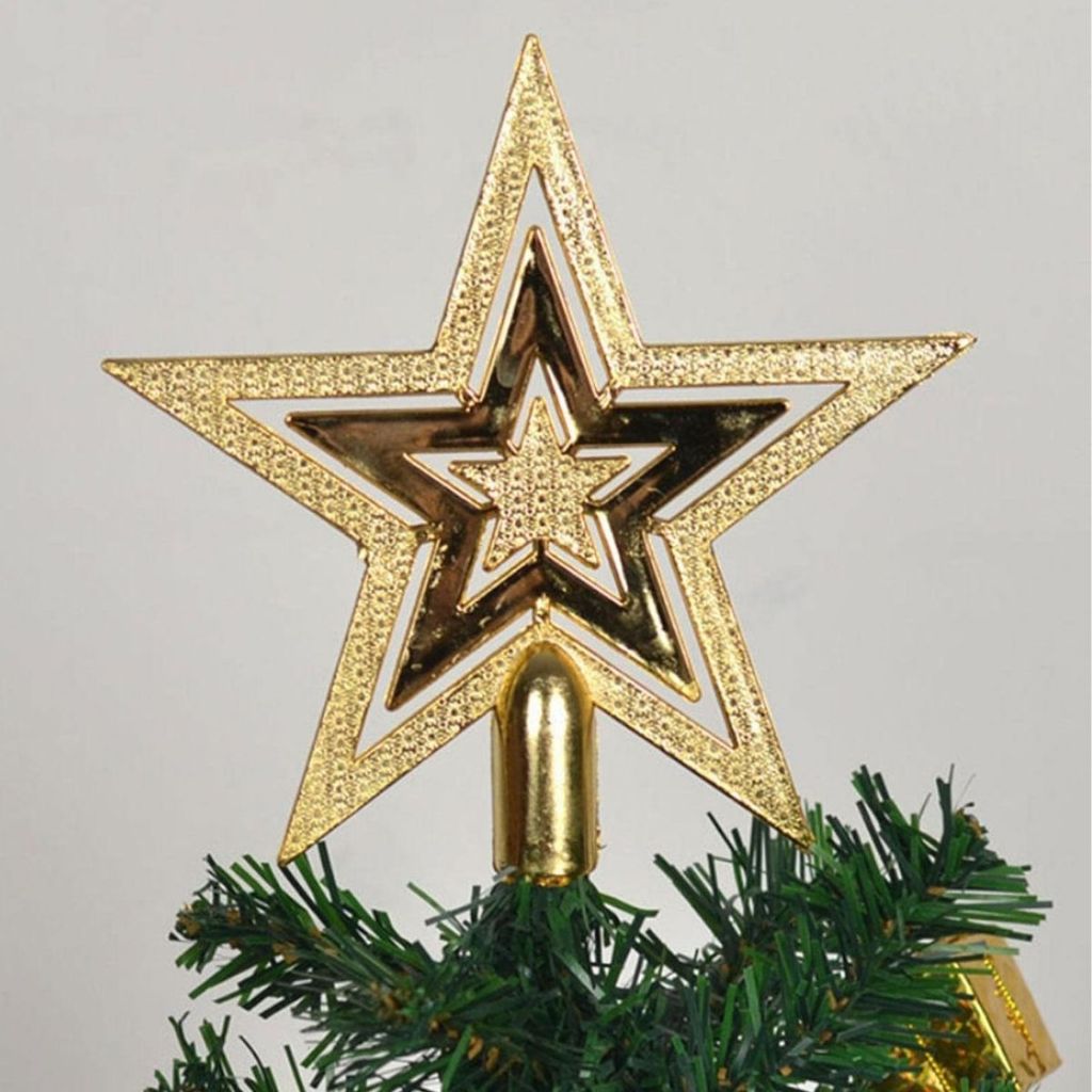 Ponteira Estrela Para Arvore Natal Colorida Enfeite Natal Estrela Topo de Arvore Prata Dourado 15cm em Oferta na Shopee