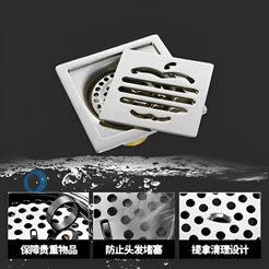 Ralo Inteligente Grelha Inox 10x10CM Quadrada Fecha Automática Anti Inseto Veda Odor SUS304 KGOLD