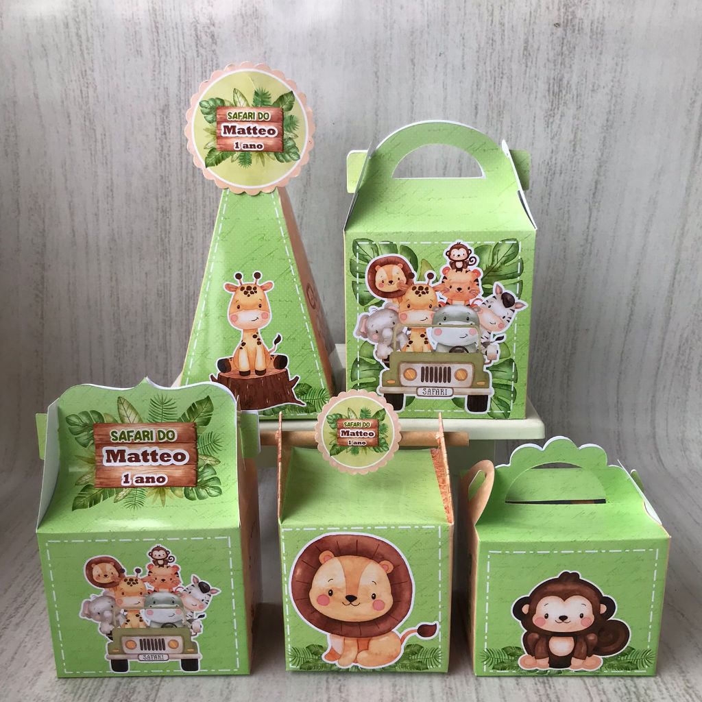 PEGUE E MONTE - Personalizados  Safari Baby menino 02 - kit festa - lembrancinha - aniversario - caixinhas personalizada