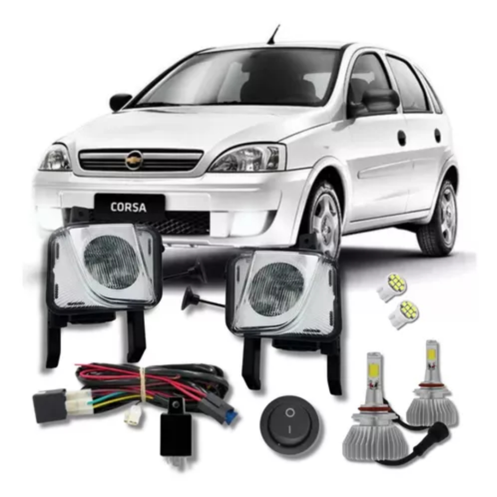 Kit Farol Milha Corsa Montana Meriva 2003 A 2012 + 4 Brindes