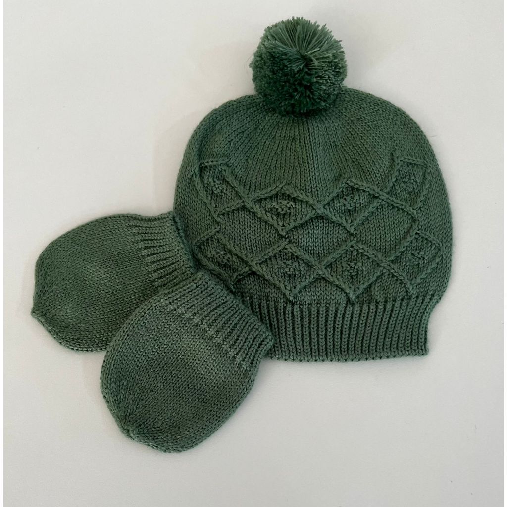 Kit gorro e luvas Charles em tricot 2 peças