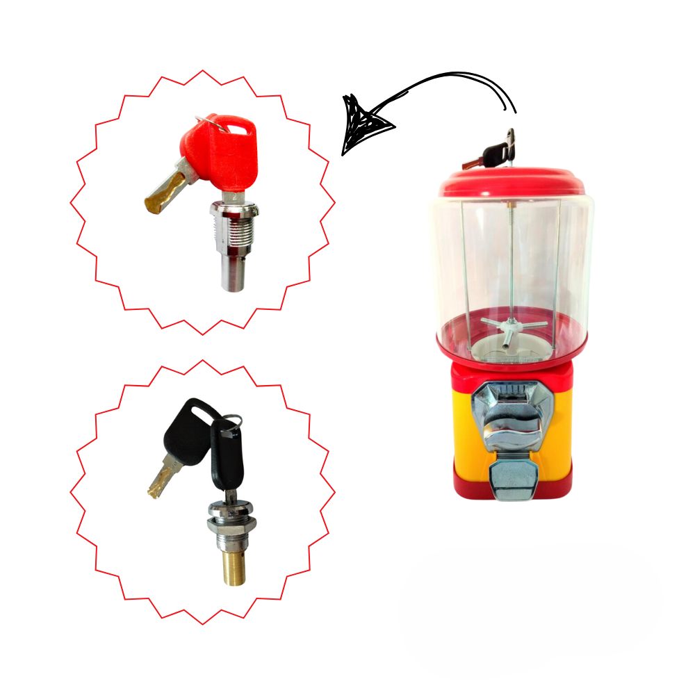 Chave + miolo Fechadura Para Máquina De Bolinha Chicletes Capsula Vending Machine em Oferta na Shopee