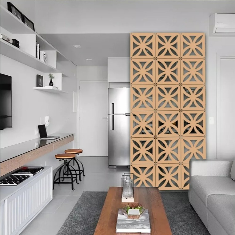 Divisórias De Ambiente Biombo Parede 18 Placas 29x29 Decoração Ambiente Interno Sala Cozinha
