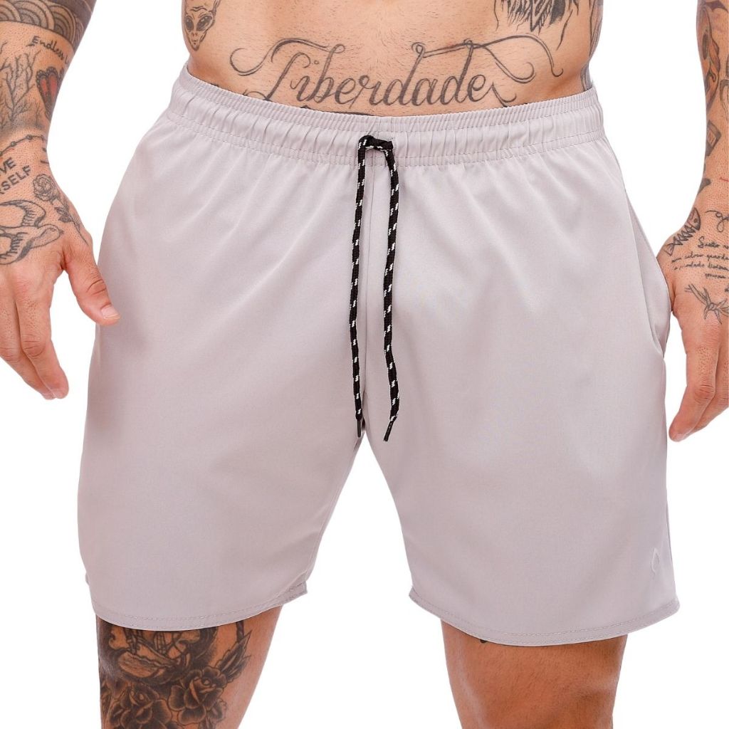 Shorts Praia Básico Tactel com Elastano Liso Casual e Confortável em Oferta na Shopee
