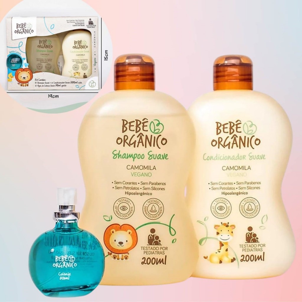 Kit Shampoo + Condicionador + Colônia Suave Bebê Orgânico - 430 ml