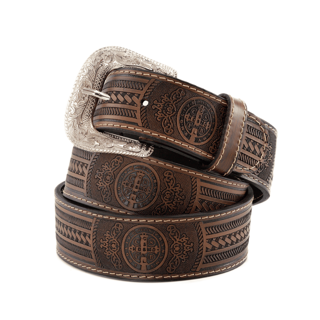 Cinto de Couro Rústico com Medalha São Bento Masculino Feminino Pampas Country em Oferta na Shopee