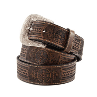 Cinto de Couro Rústico com Medalha São Bento Masculino Feminino Pampas Country em Oferta na Shopee