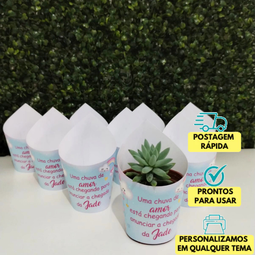 Rótulo de Suculenta Chuva de amor | aniversário | lembrancinha | chá de bebê | festa infantil