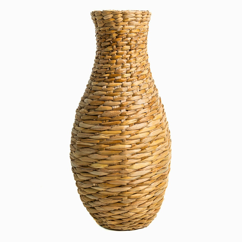Vaso De Flor Planta Jarro Decorativo Palha De Taboa 49 Cm