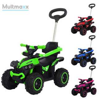 Carrinho de Passeio Infantil Quadriciclo Musical com Empurrador Farol Brinquedo Andador Buggy UTV