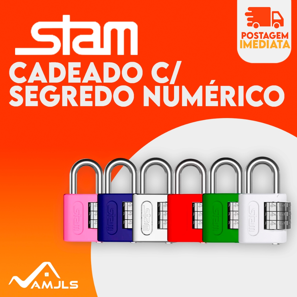 Cadeado Stam Original com Senha Segredo 25mm (Escolha sua Cor) | Mala, Mochilas, Armários