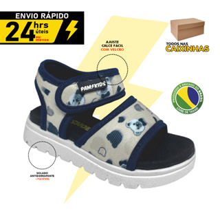 Sandália para meninos Papete Infantil estampa de ursinhos muito leve calce fácil fechamento velcro em Oferta na Shopee