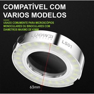 Lâmpada De Anel Led Para Microscópio Luowei Lw-ls01 em Oferta na Shopee