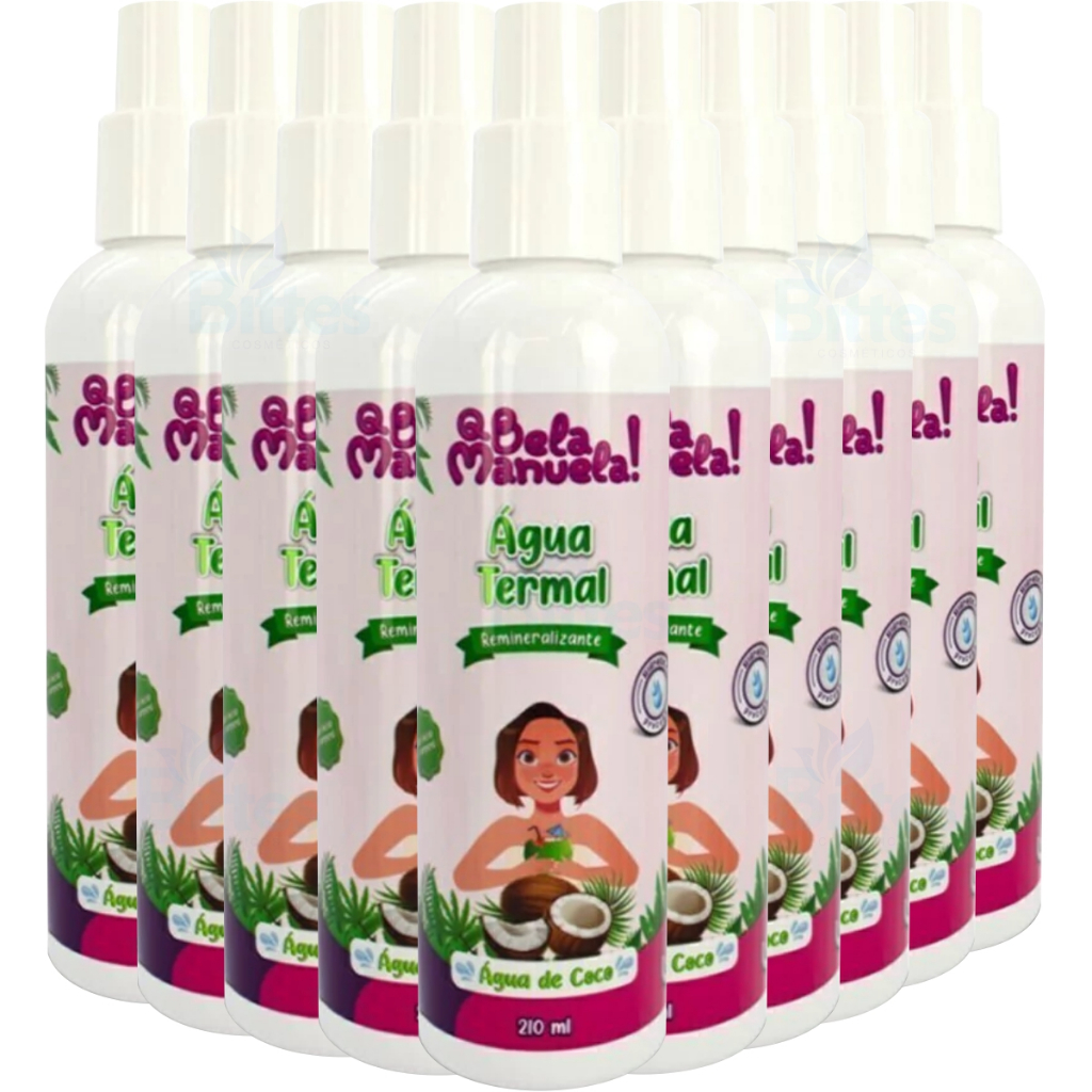 KIT 10 ÁGUA TERMAL FACIAL Q BELA MANUELA ÁGUA DE COCO REMINERALIZANTE