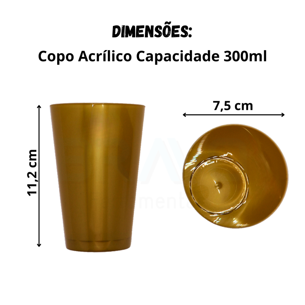 Detalhes do Kit C/50 Copos 300ml Festa Descartáveis Acrílico Resistente