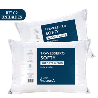 02 Travesseiros Softy Médio 70cm x 50cm Confortável Casa Paulinha em Oferta na Shopee