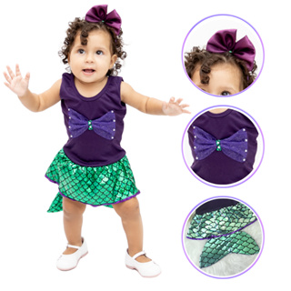 Fantasia Princesza do mar Bebê mesversário Carnaval envio já em Oferta na Shopee
