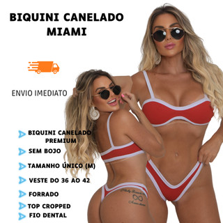 Biquini Feminino Fio Dental Moda Gringa Blogueira Calcinha Asa Delta Tendencia Bicolor Top Sem Bojo