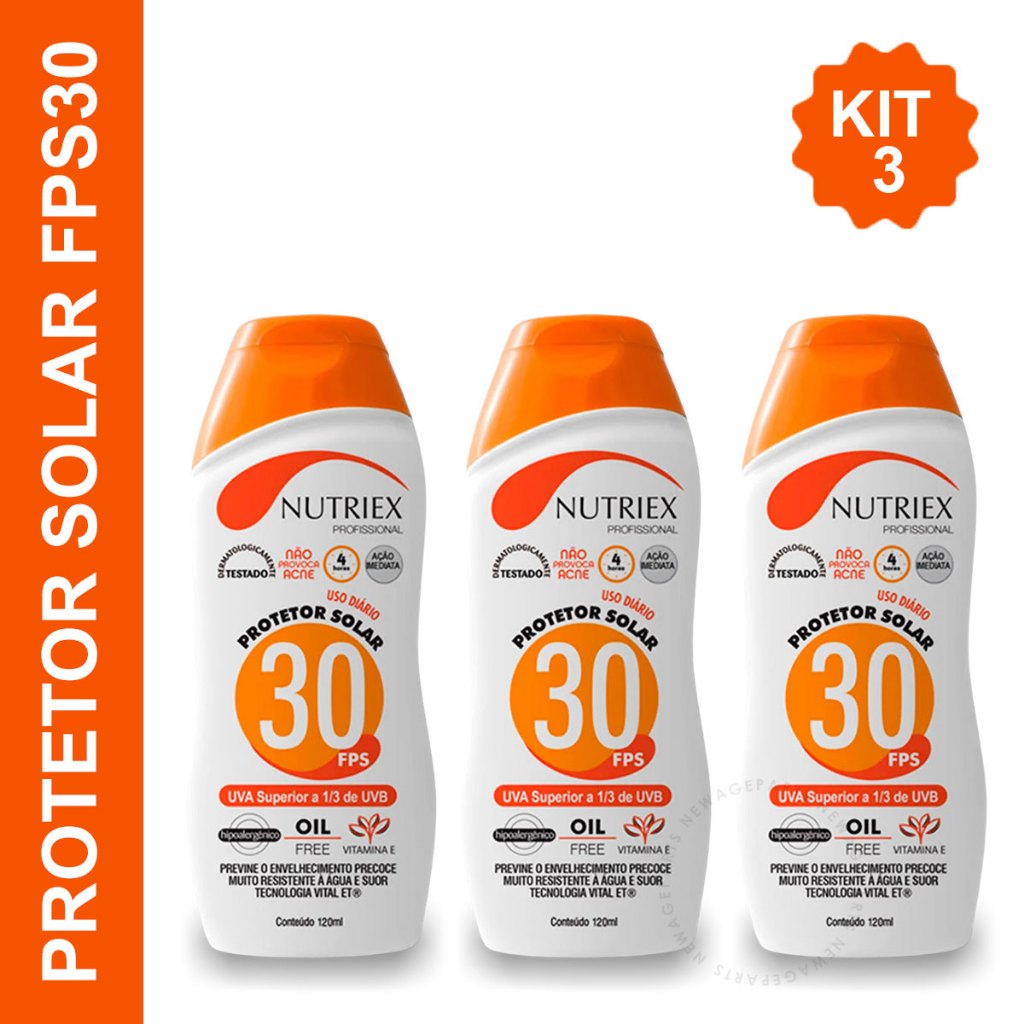 Kit 3 Protetor Solar FPS 30 Profissional Nutriex 120ml