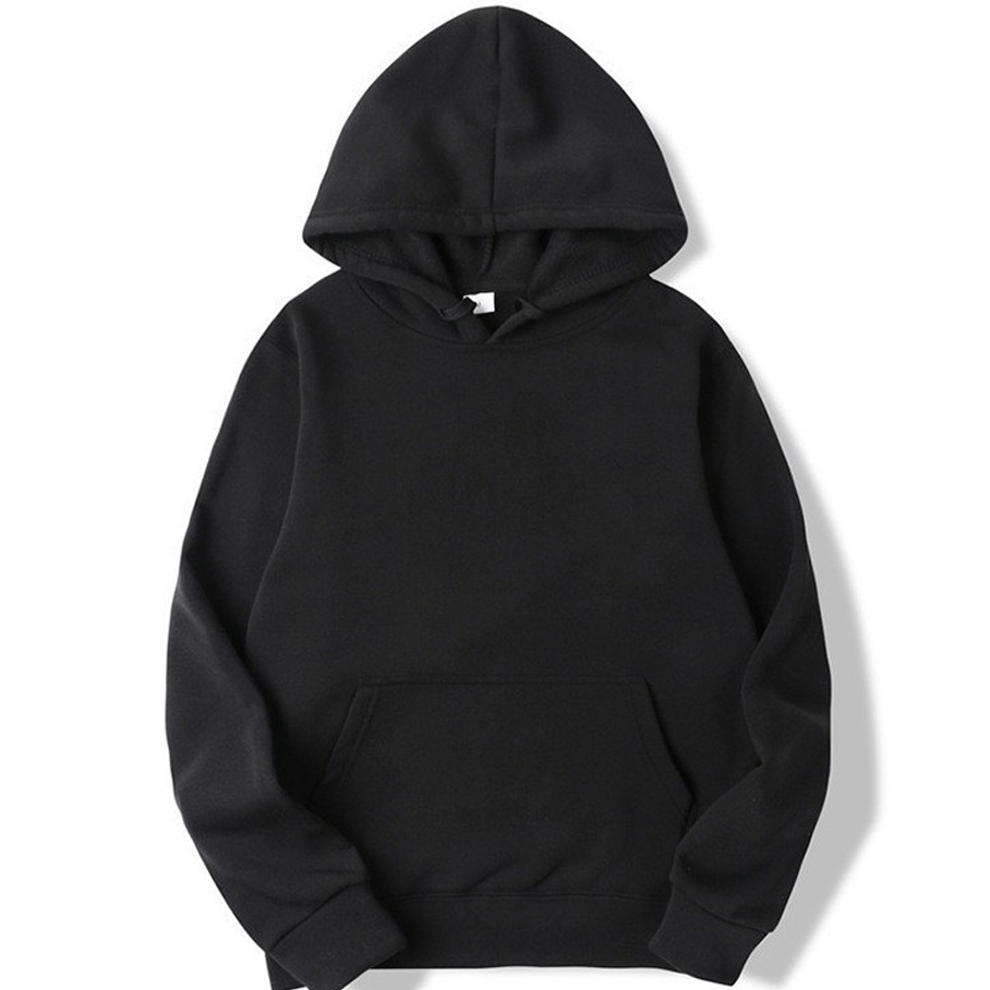 Moletom Masculino Bolso Capote Liso Gorro Canguru Blusa na cor preta branca e cinza