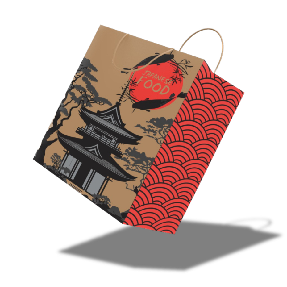 Sacolas Papel Kraft Oriental Sushi C/ 50 Unidades - Restaurante Japonês em Oferta na Shopee