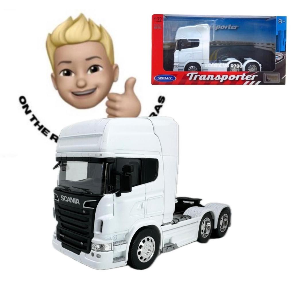 Caminhão Scania V8 R730 6x4 Cavalo - Transporter - 1/32 - Welly