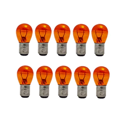 10 Lâmpadas Lanterna 1034 12V 21/4W 2 Polos BAZ15D Pino V - Amarelo