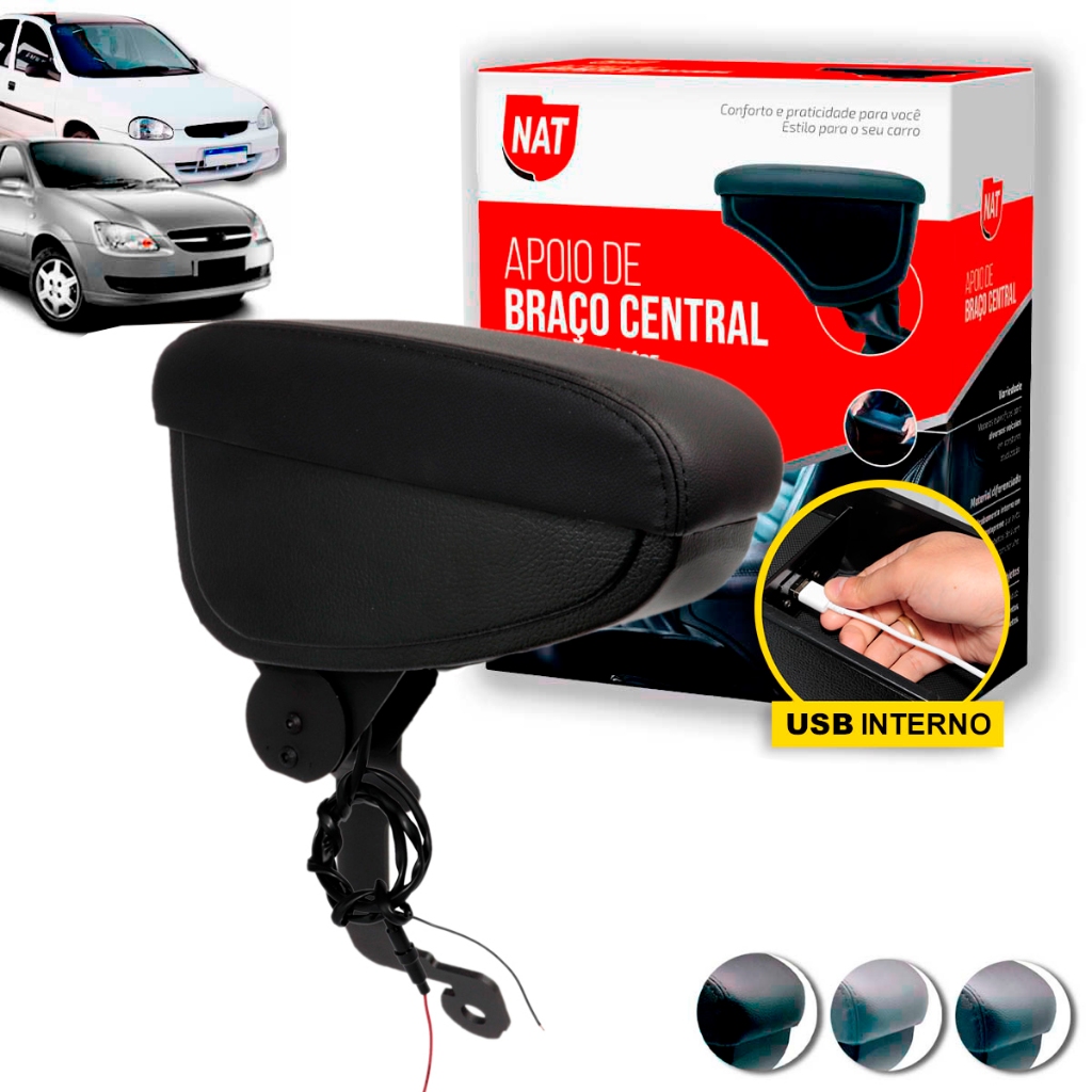 Apoio de Braço Corsa Wind Classic 1994 Até 2016 C/ Usb em Oferta na Shopee