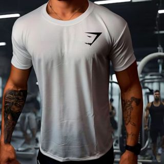 Camisa Dry Fit Masculina - Modelo GYMSHARK 01, Academia, Corrida, CrossFit, Ideal Para Treinos Intensos em Oferta na Shopee