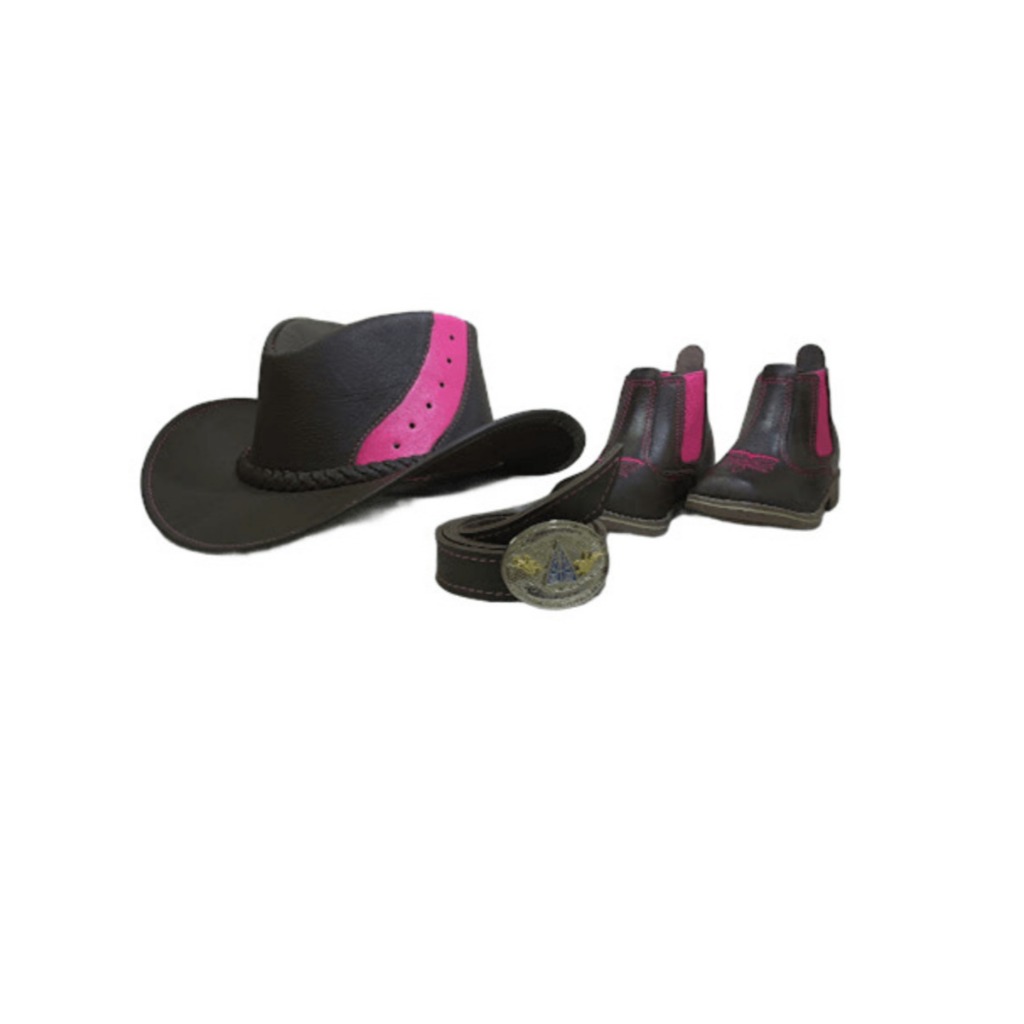 Conjunto Country Boiadeiro  Chapeu+Cinto+Bota