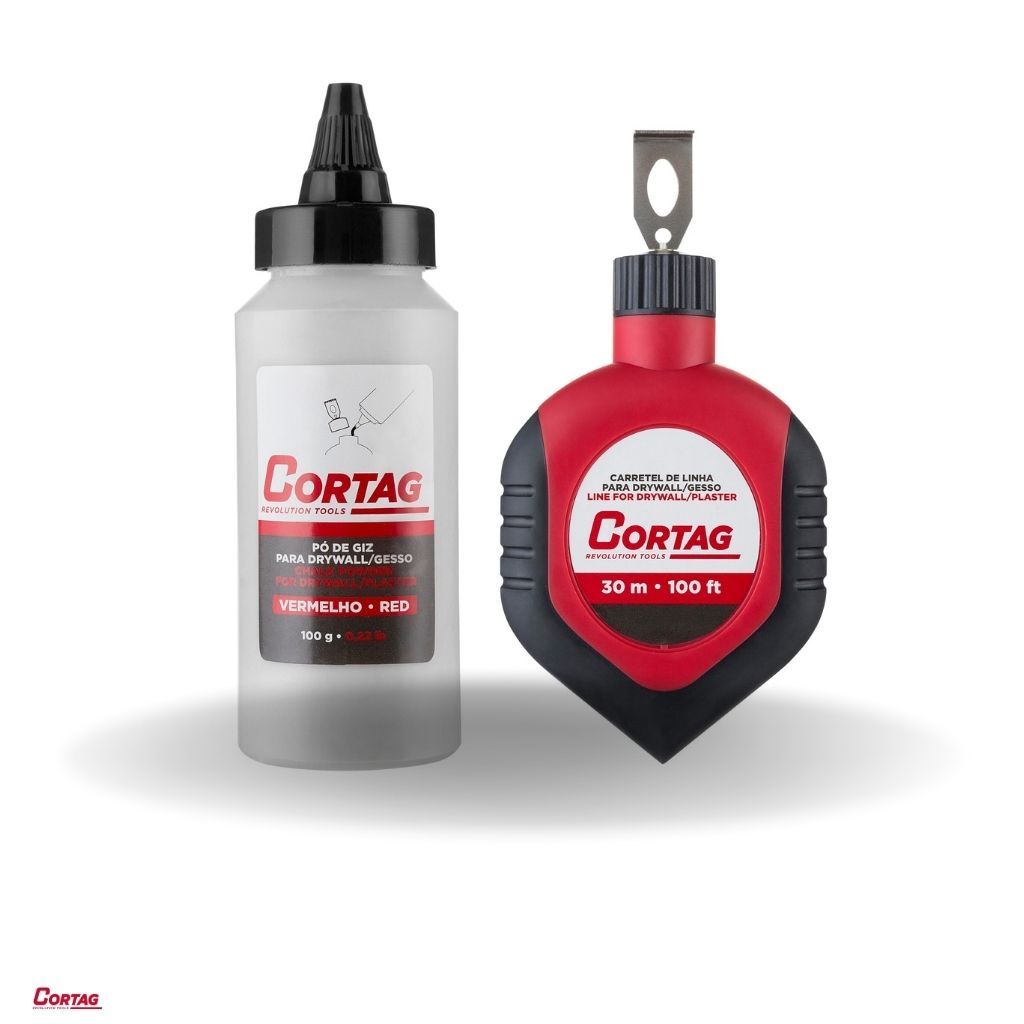 Carretel de Linha 30m com Giz Vermelho para Drywall Gesso Obra Cortag em Oferta na Shopee