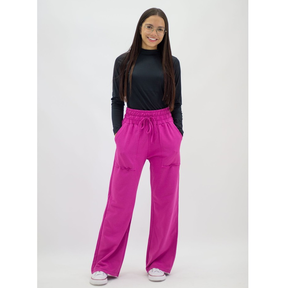 Calça Pantalona Juvenil Infantil Menina em Moletinho Feminina