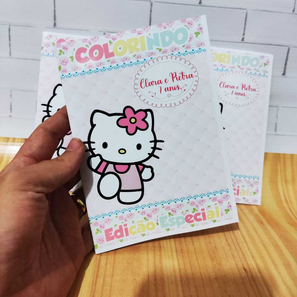 Revistinha de Colorir Personalizada Hello Kitty – Lembrancinha de Aniversário Infantil