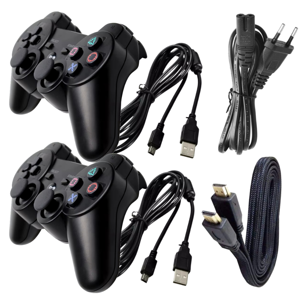 Kit Ps3 2 Controles + 2 Cabos + Cabo Força + Hdmi 4K Playstation 3 Kit Acessórios Compatível Com Ps3 em Oferta na Shopee
