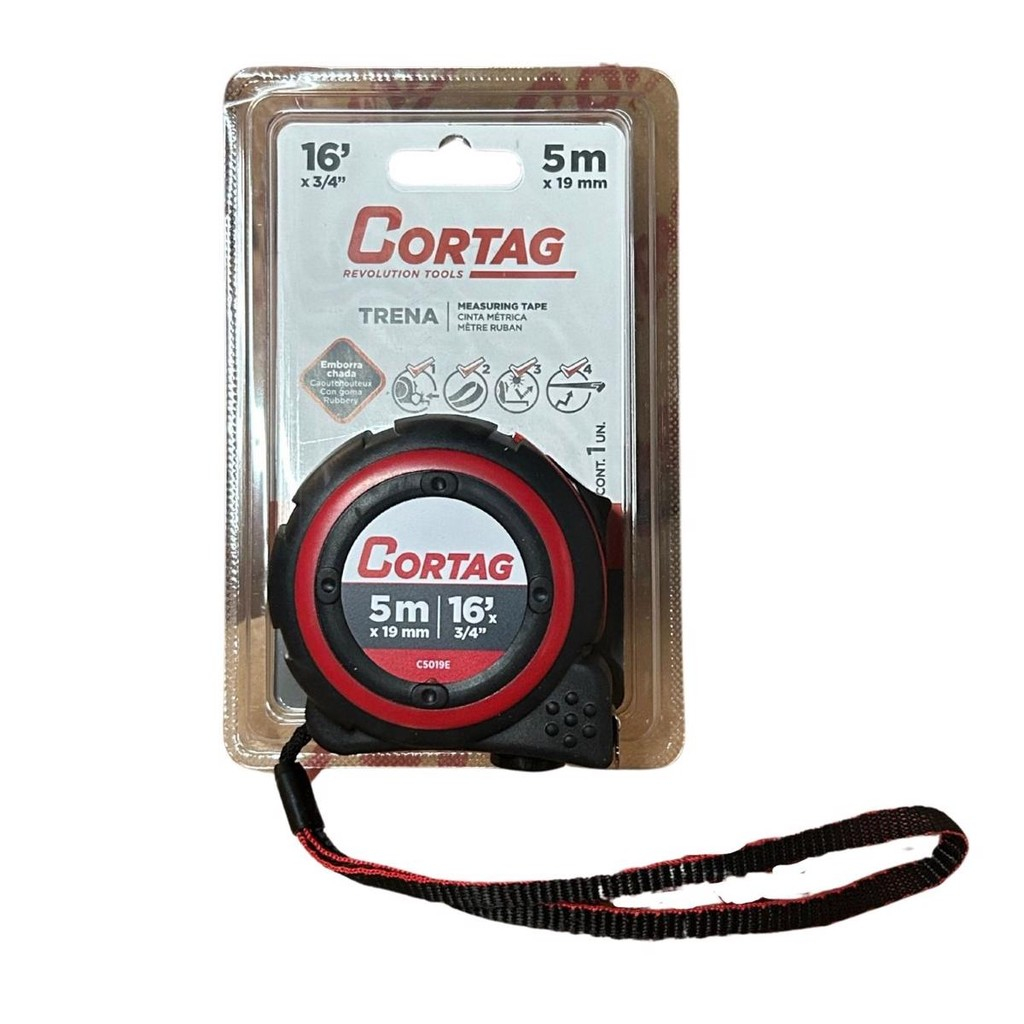 Trena Cortag Emborrachada 5m X 19mm Fita em Aço Profissional em Oferta na Shopee
